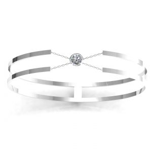 Bracelet H or blanc diamant blanc serti clot vue 1
