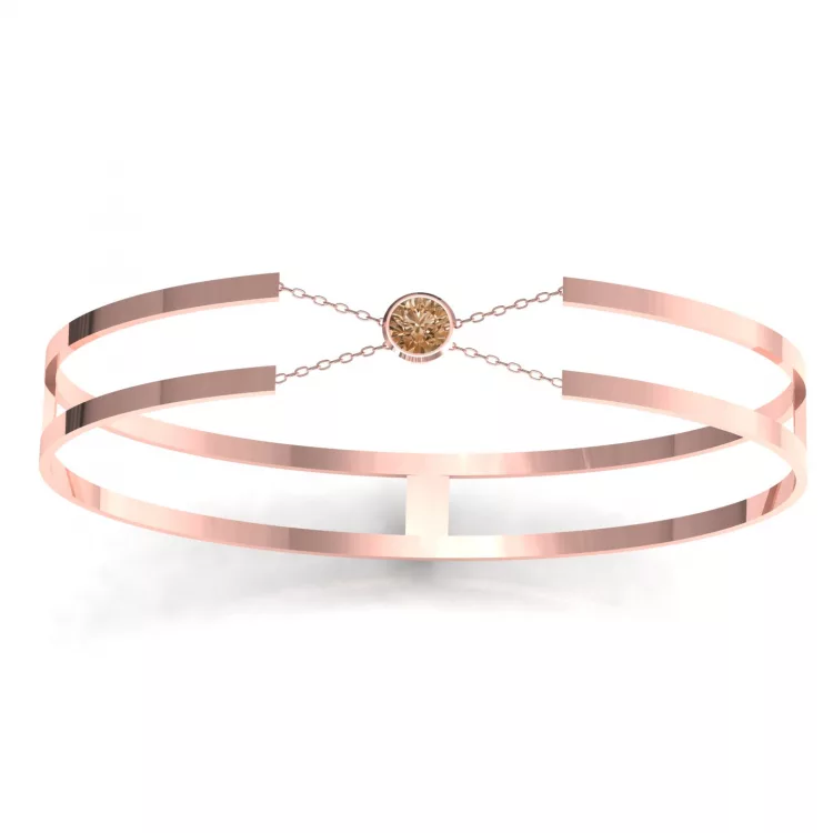 Bracelet "H" diamant brun Chocolat et or rouge