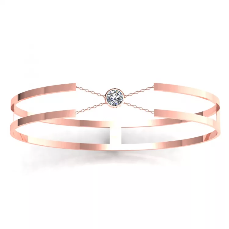 Bracelet "H" diamant blanc et or rouge