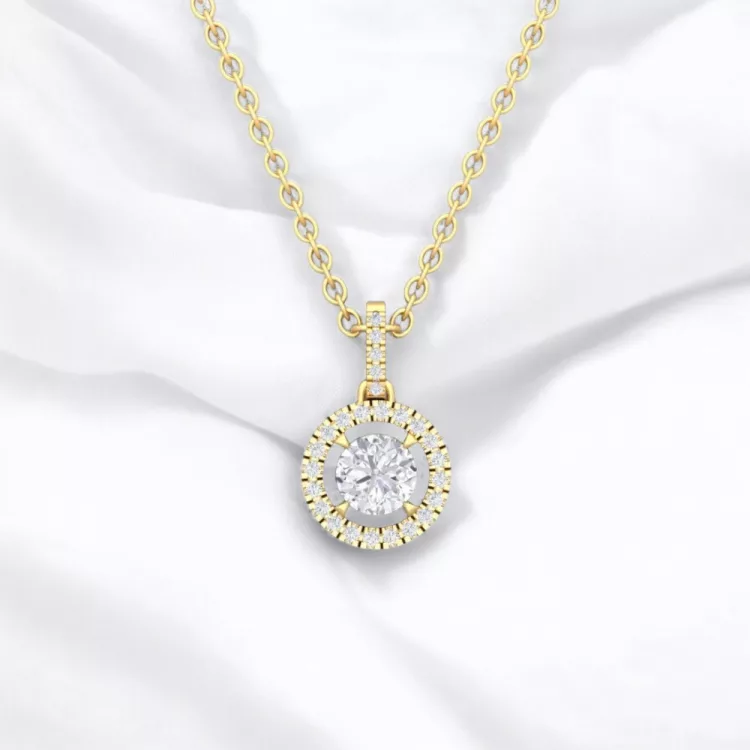Pendentif Eternity II · Taille rond - Diamant blanc - Or jaune - Maison Haddad Joaillerie