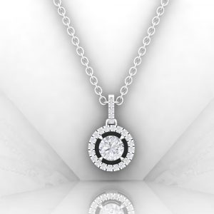 Pendentif Eternity X · Taille rond - Diamant blanc - or blanc - Maison Haddad Joaillerie - vue 1