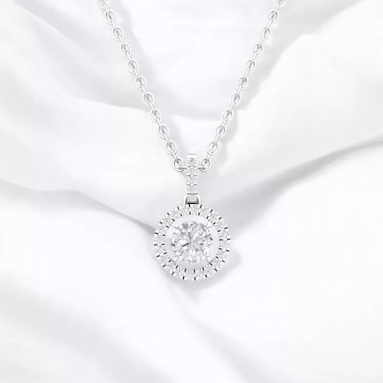 Pendentif Eternity II · Taille rond - Diamant blanc - or blanc - Maison Haddad Joaillerie