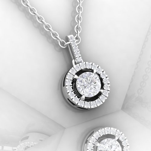 Pendentif Eternity X · Taille rond - Diamant blanc - or blanc - Maison Haddad Joaillerie - vue 1