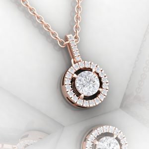Pendentif Eternity II · Taille rond - Diamant blanc - or rouge - Maison Haddad Joaillerie - vue 1