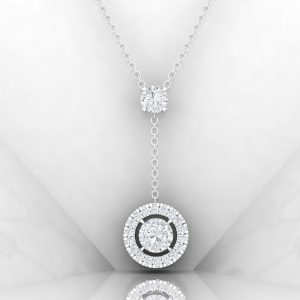 Pendentif Eternity · Taille rond - Diamant blanc - or blanc -Maison Haddad Joaillerie - vue 2