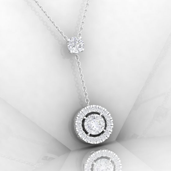Pendentif Eternity · Taille rond - Diamant blanc - or blanc -Maison Haddad Joaillerie - vue 3