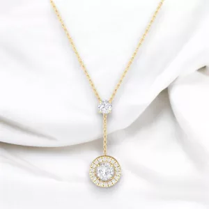 Pendentif Eternity II · Taille rond - Diamant blanc - Or jaune - Maison Haddad Joaillerie