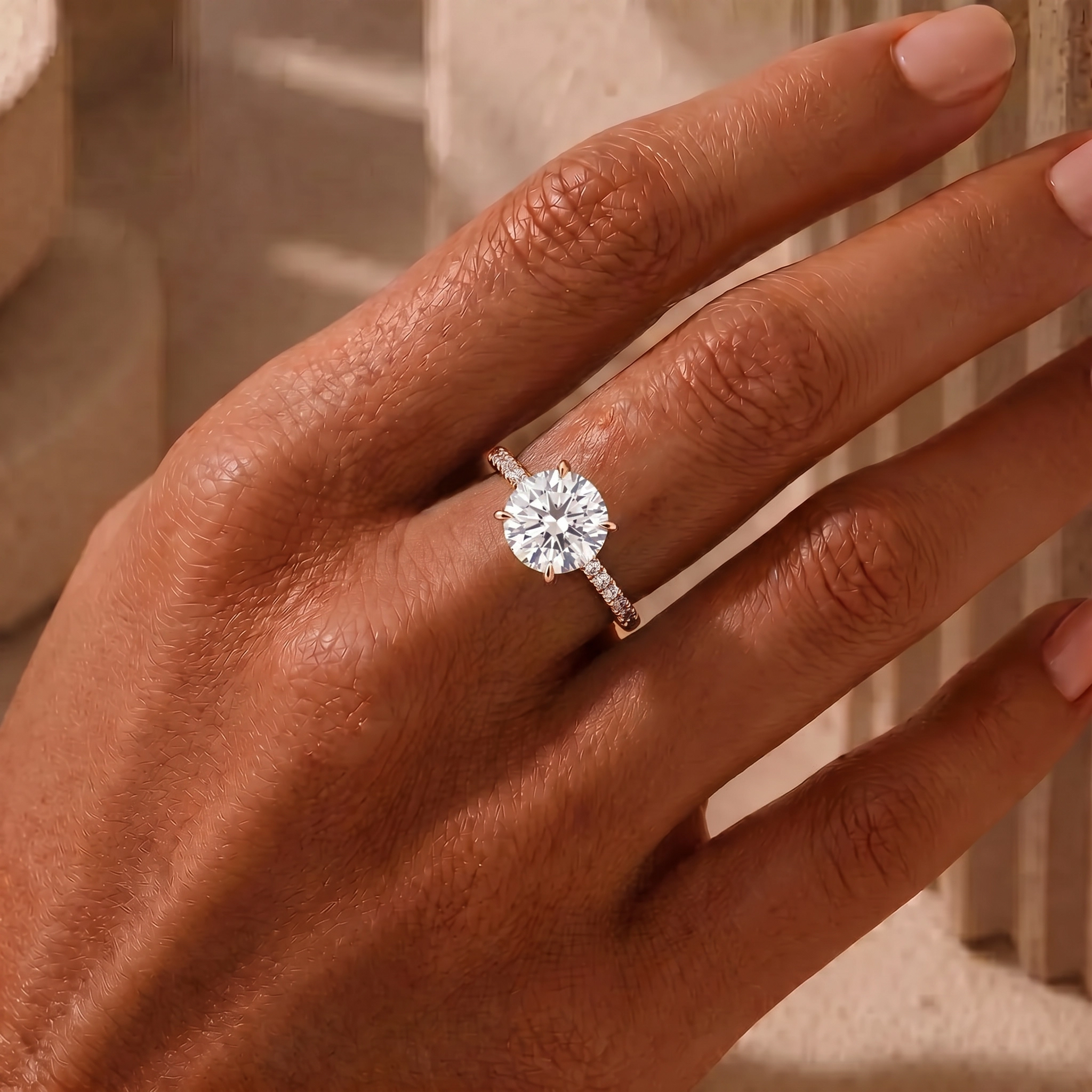 Solitaire Parisienne - Or rouge & diamant blanc - Maison Haddad Joaillerie
