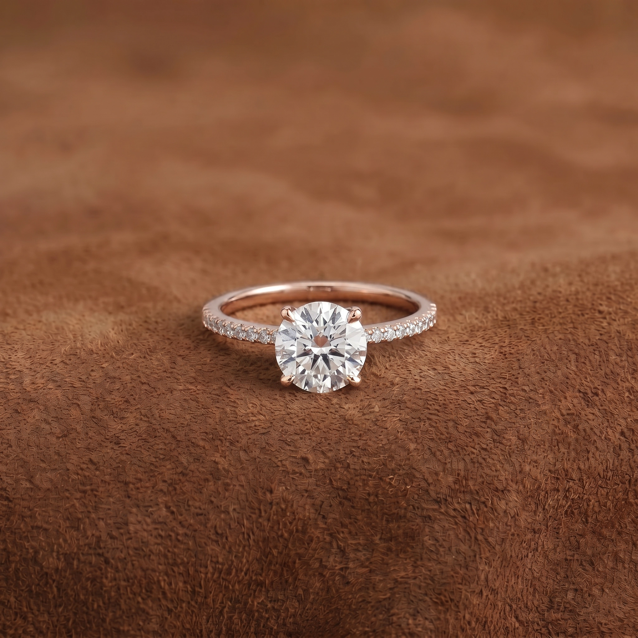 Solitaire Parisienne - Or rouge & diamant blanc - Maison Haddad Joaillerie