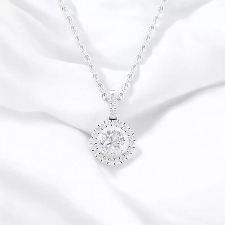 Pendentif Eternity II · Taille rond - Diamant blanc - or blanc - Maison Haddad Joaillerie