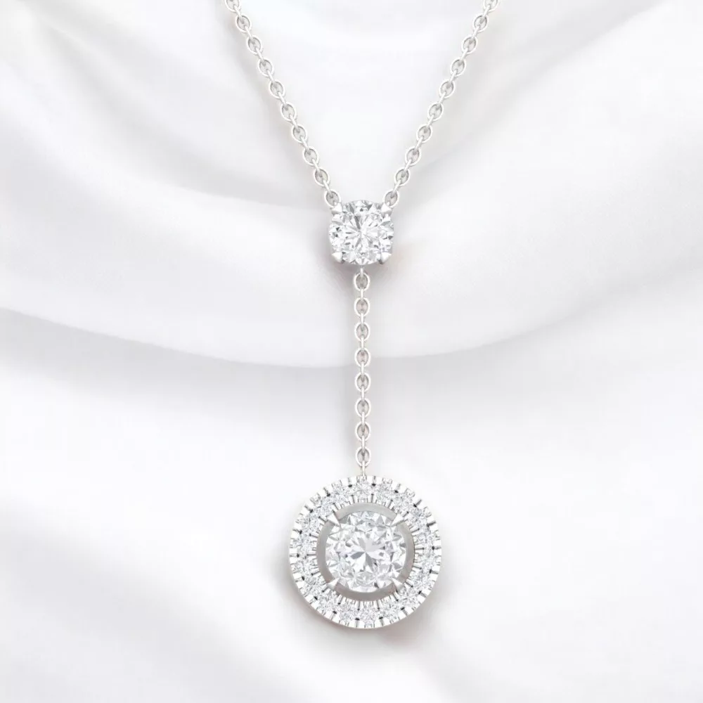 Pendentif Eternity II · Taille rond - Diamant blanc - Or blanc - Maison Haddad Joaillerie