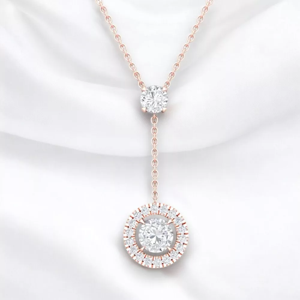 Pendentif Eternity II · Taille rond - Diamant blanc - Or rouge - Maison Haddad Joaillerie