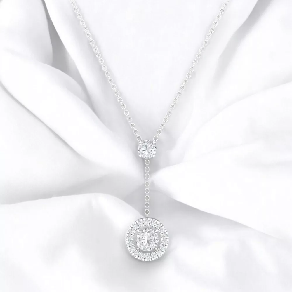 Pendentif Eternity II · Taille rond - Diamant blanc - Or blanc - Maison Haddad Joaillerie