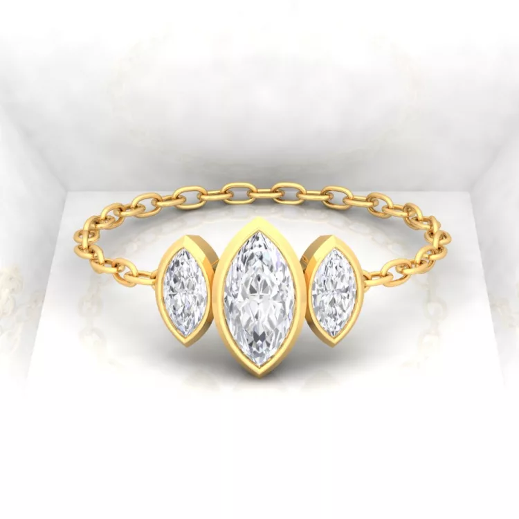 Bague Mot d'amour Marquise - Taille poire - Or jaune - Diamant blanc