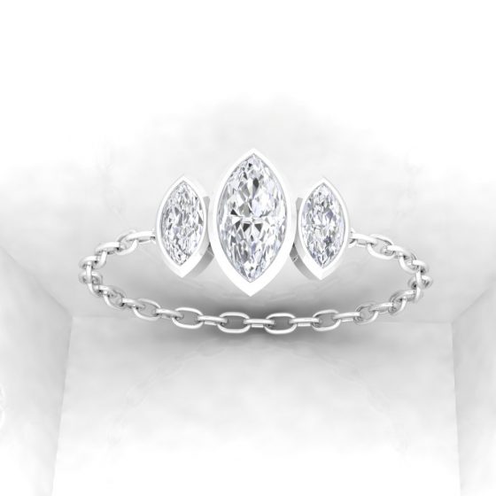 Bague Mot d'amour Marquise - taille marquise - or blanc - Diamant blanc