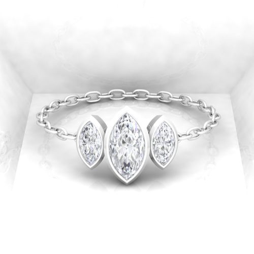 Bague Mot d'amour Marquise - taille marquise - or blanc - Diamant blanc - Vue 2