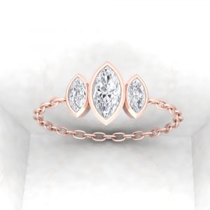 Bague Mot d'amour Marquise - taille marquise - or rouge - Diamant blanc