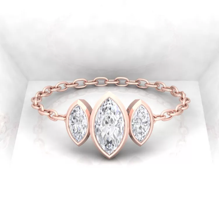 Bague Mot d'amour Marquise - taille marquise - or rouge - Diamant blanc