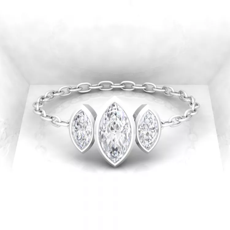 Bague Mot d'amour Marquise - taille poire - or blanc - Diamant blanc