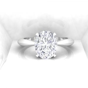 Solitaire Parisienne - Diamant blanc - Or blanc - Taille ovale