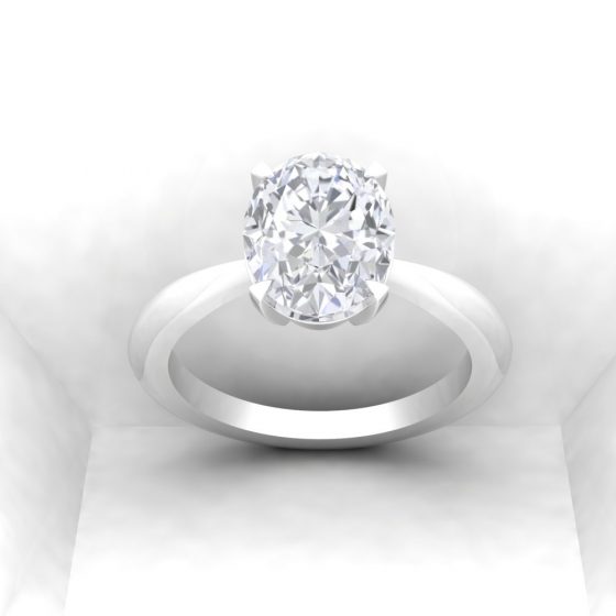 Solitaire Parisienne - Diamant blanc - Or blanc - Taille ovale