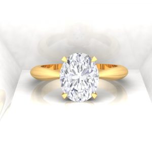 Solitaire Parisienne - Diamant blanc - Or jaune - Taille ovale