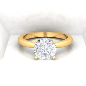 Solitaire Parisienne - Diamant blanc - Or jaune - Taille rond