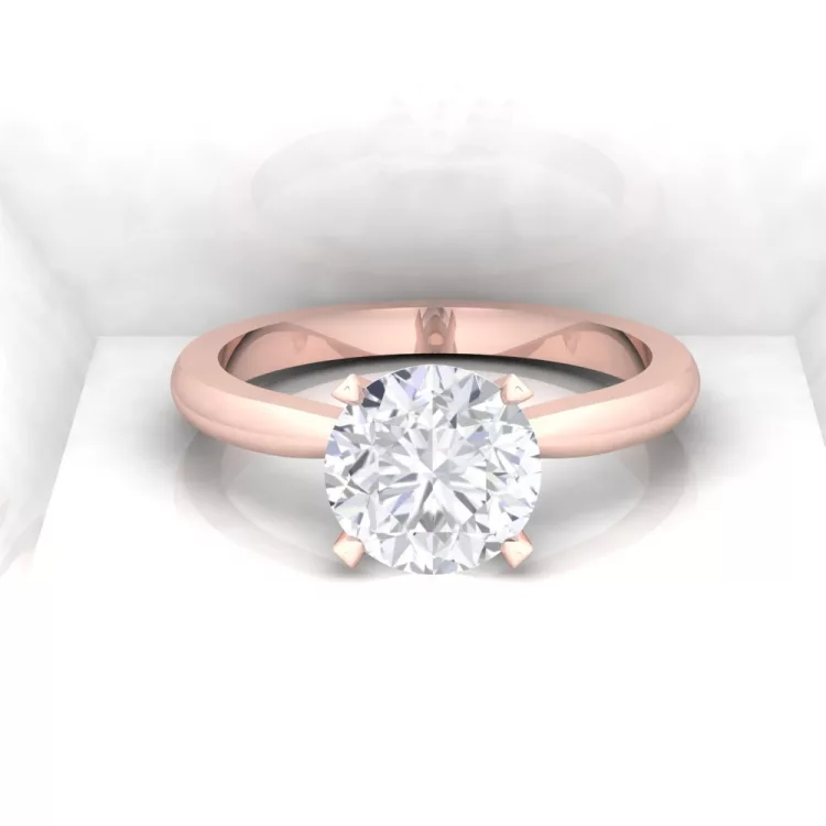 Solitaire Parisienne - Diamant blanc - Or rouge - Taille rond