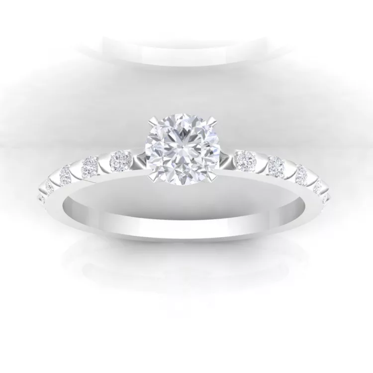 Solitaire Spikes II - taille rond - or blanc - Diamant blanc