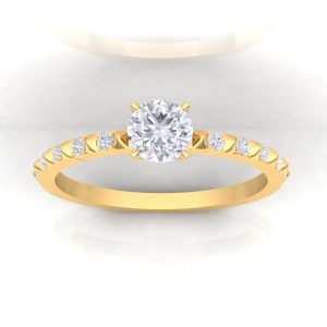Solitaire Spikes II - taille rond - or jaune - Diamant blanc