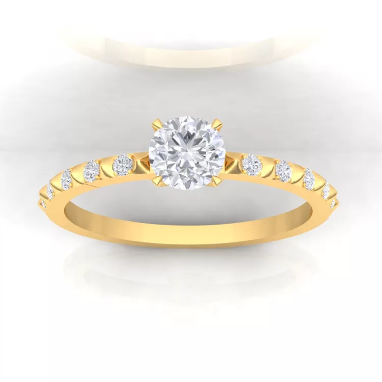 Solitaire Spikes II - taille rond - or jaune - Diamant blanc