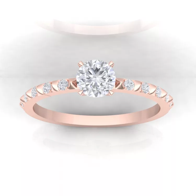 Solitaire Spikes II - taille rond - or rouge - Diamant blanc