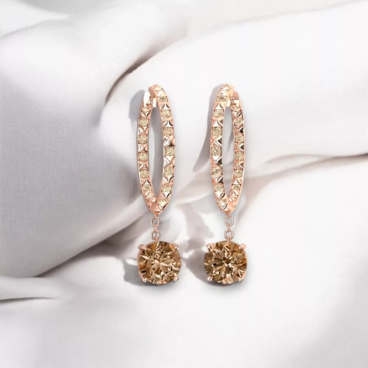 Boucles d'oreilles Spike - Or rouge & diamant brun
