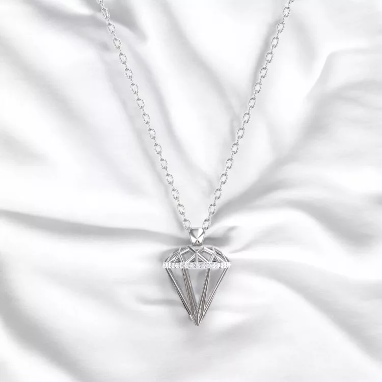 Pendentif Almas - Or blanc et diamant blanc