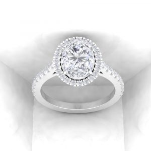 Solitaire Eternity - Diamant blanc - Taille ovale - Or blanc