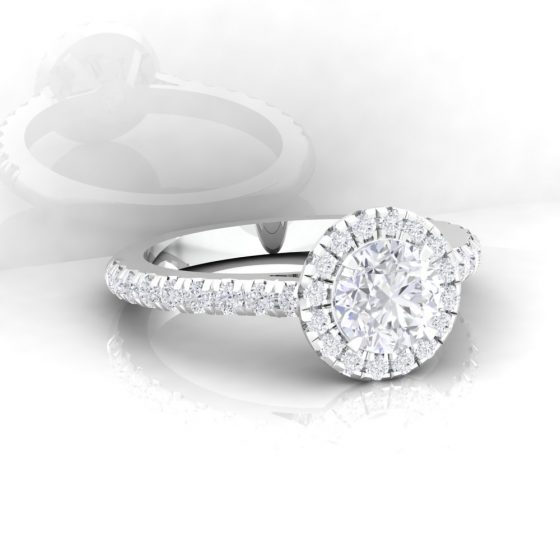 Solitaire Eternity taille rond - diamant blanc - or blanc - vue 2 · Haddad Joaillerie Paris