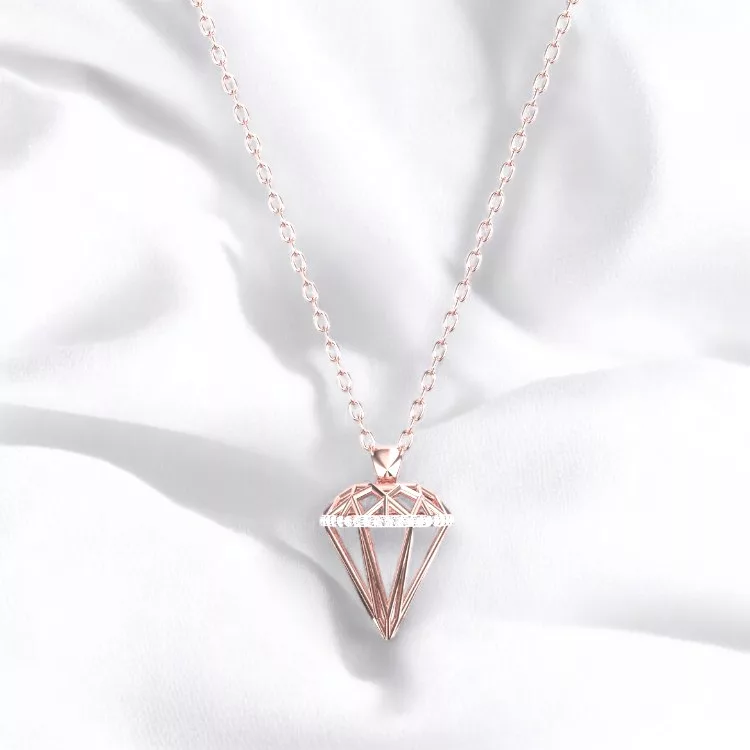Pendentif Almas - Or rouge et diamant blanc