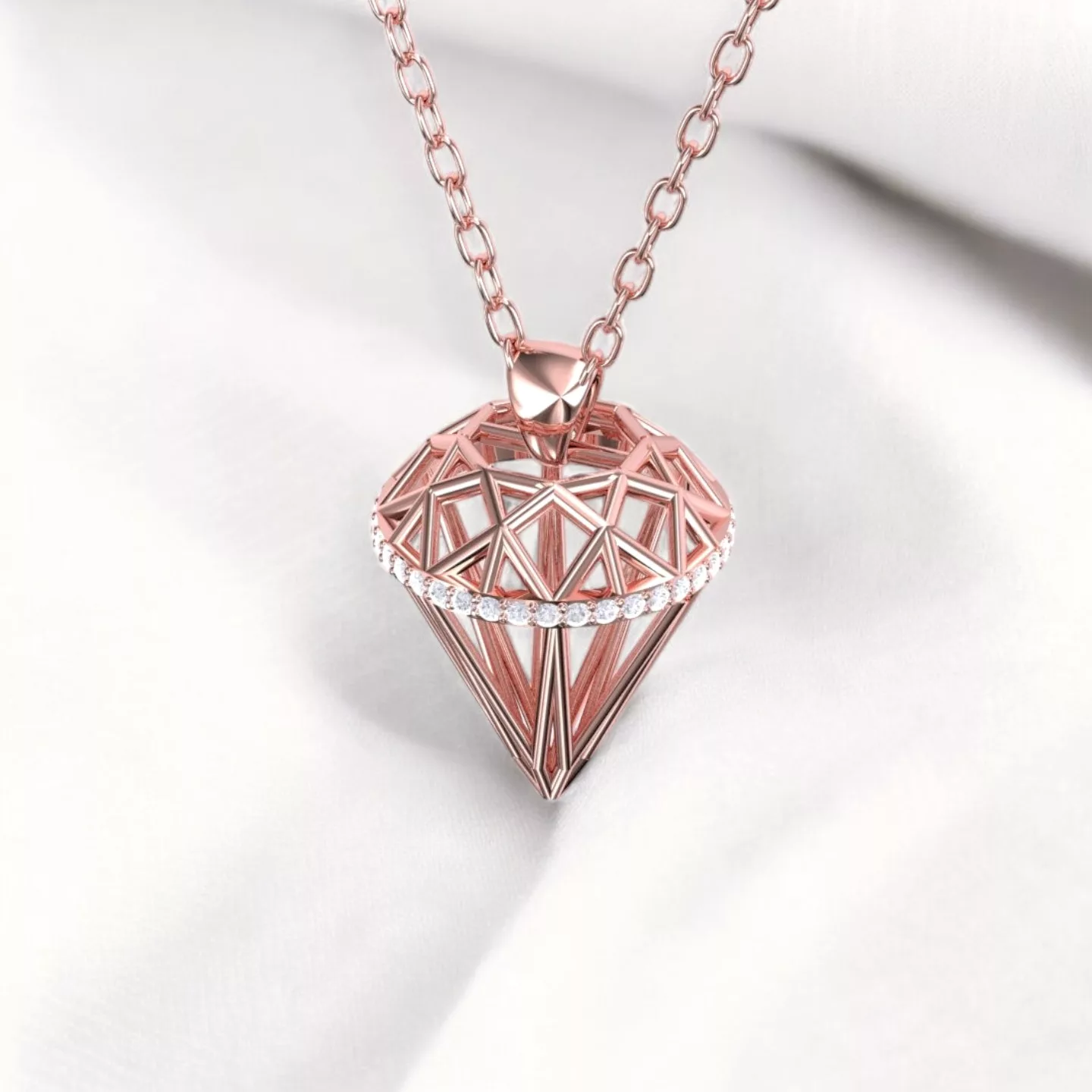 Pendentif Almas - Or rouge et Saphir Padparadscha