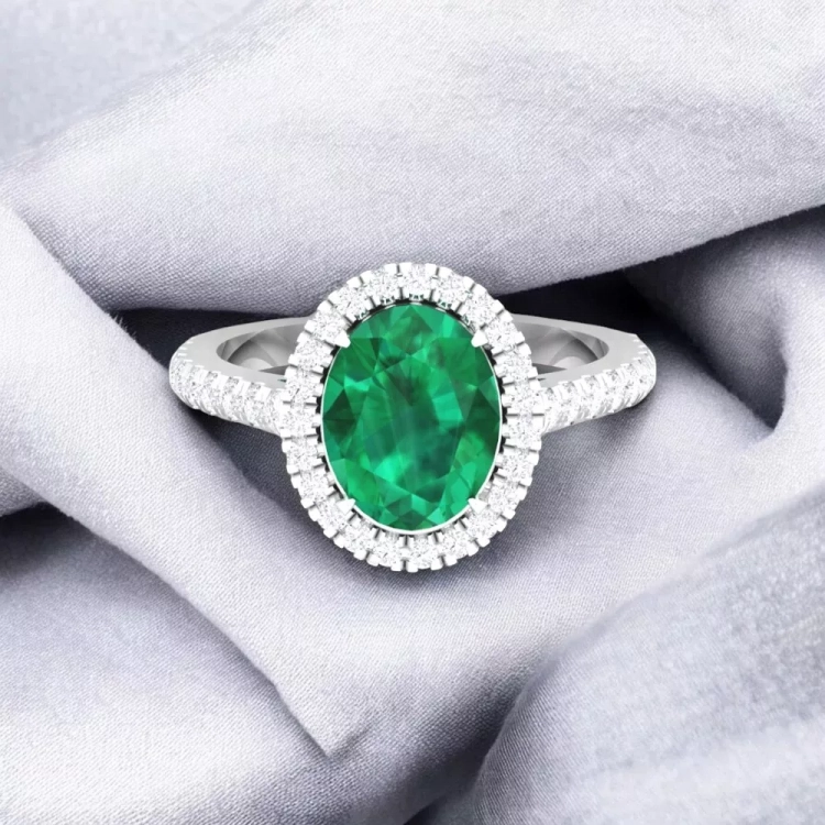 Solitaire Eternity Emeraude - Or blanc - Maison Haddad Joaillerie Paris