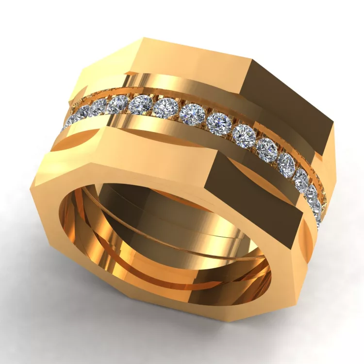 Bague "ALMAS" diamant blanc, et or jaune