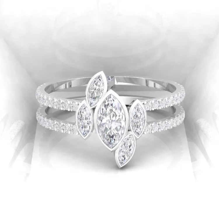 Bague Mot d'amour II - Marquises - Or blanc - Diamant blanc