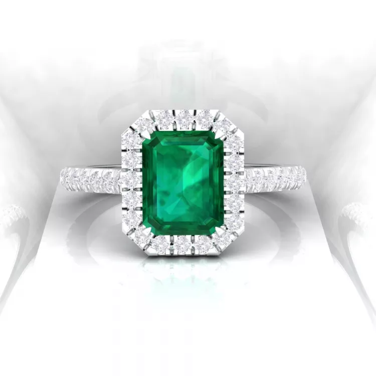 Solitaire Eternity - Emeraude - Taille emeraude - Or blanc