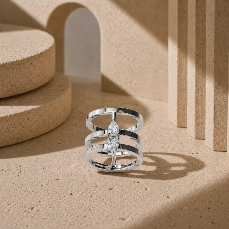 Bague H - Or blanc - Haddad Joaillerie