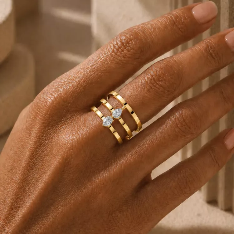 Bague H - Or jaune - Haddad Joaillerie
