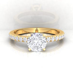 Solitaire Parisienne diamanté - taille rond - or jaune - Diamant blanc · Haddad Joaillerie Paris