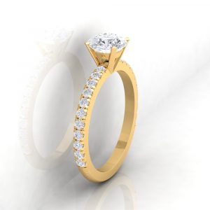 Solitaire Parisienne diamanté - taille rond - or jaune - Diamant blanc · Haddad Joaillerie Paris
