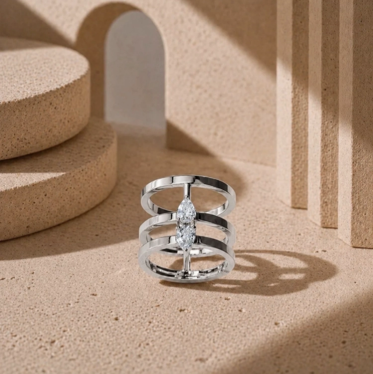 Bague H - Or blanc - Haddad Joaillerie