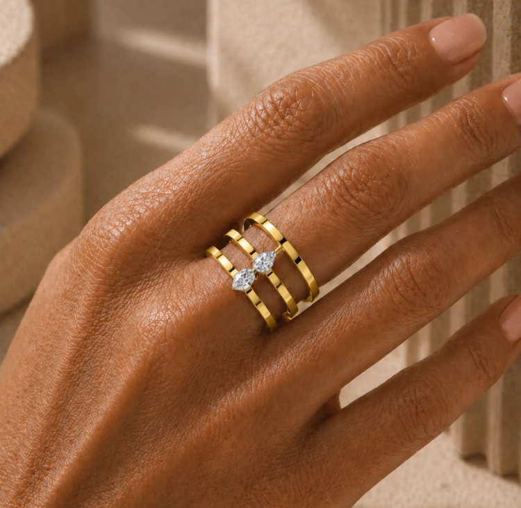 Bague H - Or jaune - Haddad Joaillerie