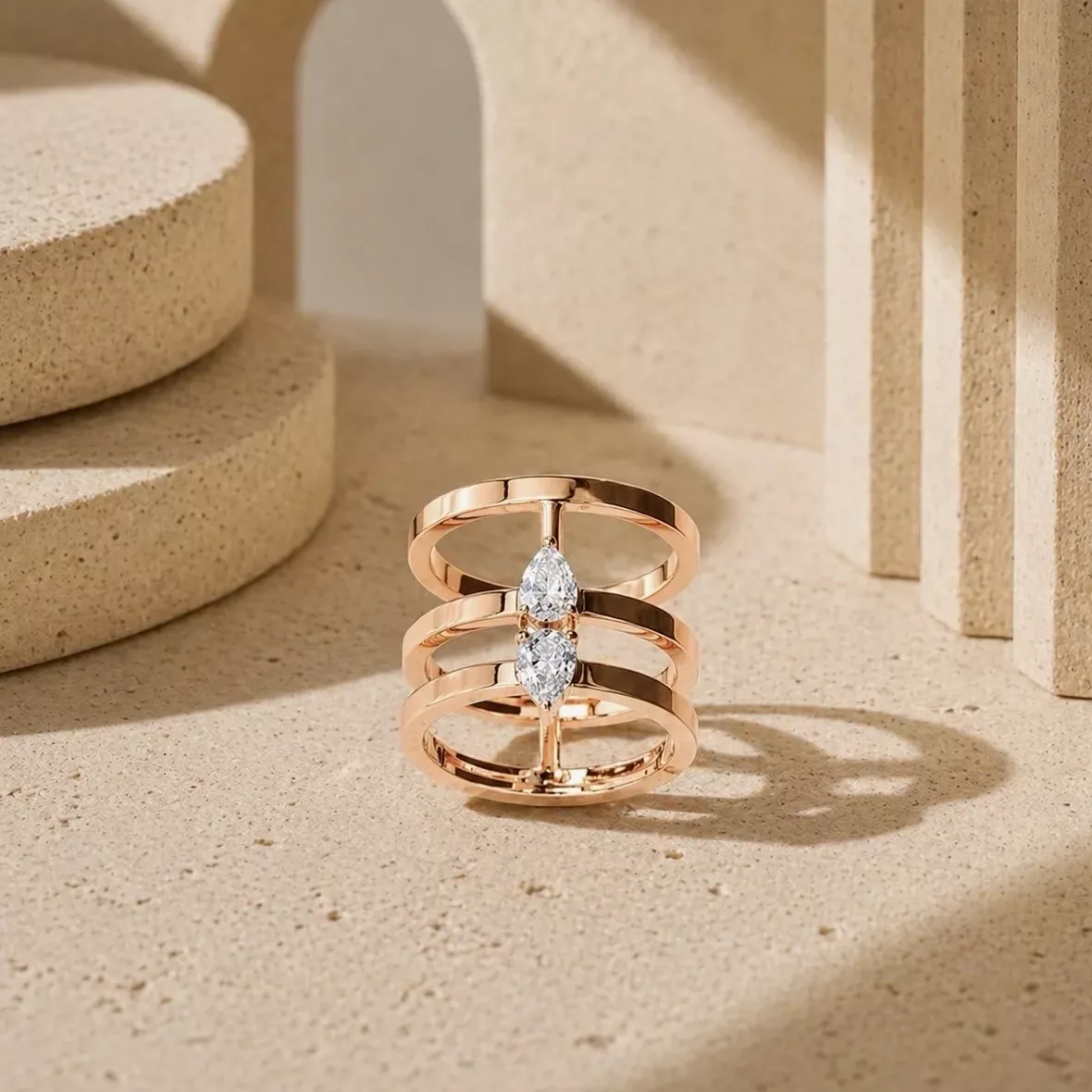 Bague H - Or rouge - Haddad Joaillerie