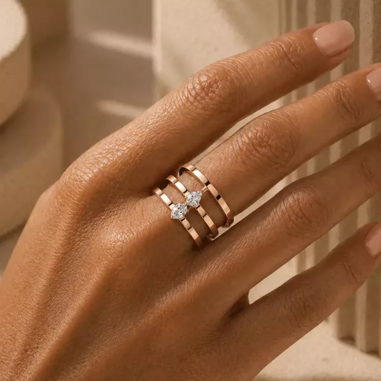 Bague H - Or rouge - Haddad Joaillerie